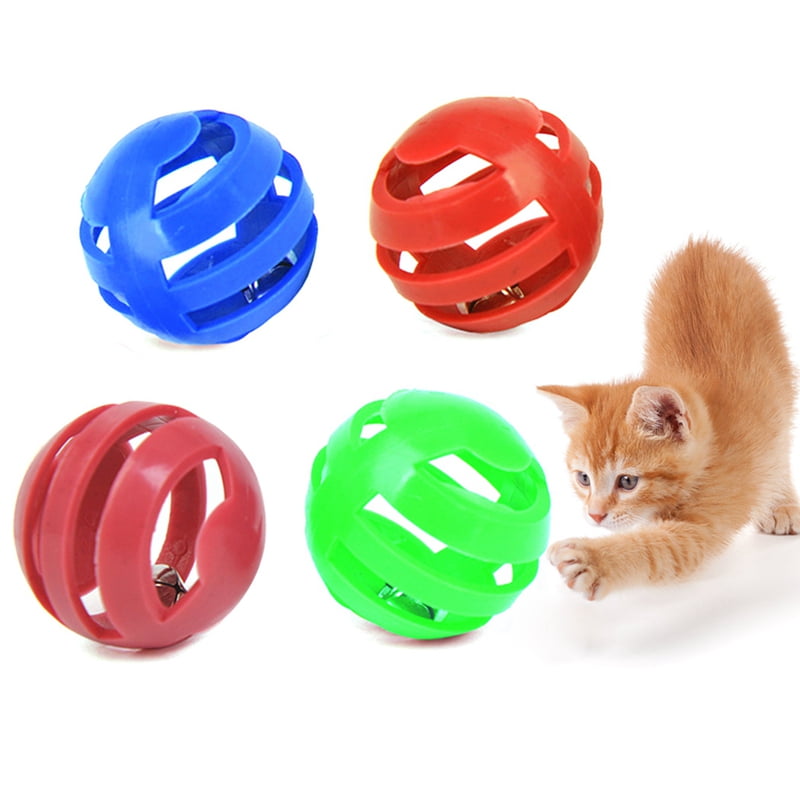 4PCS Cat Bell Ball Plastic Hollow out Interactive Cat Bell Toy Cat Toy