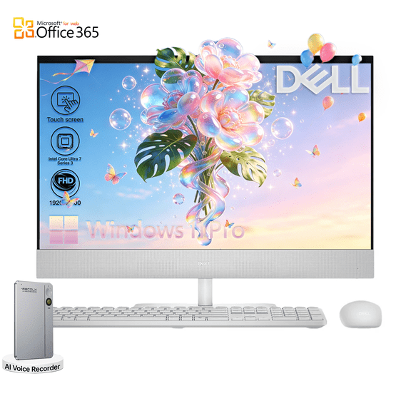 Dell 24" All-in-One Desktop Computer, Intel Ultra 7 355, 16GB DDR5, 1TB SSD, FHD Touch Display, Win 11 Pro, WiFi 7, BT 6, with Accessories
