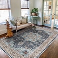 thumbnail image 2 of Washable Oriental Area Rug - 5x8 Rugs for Living Room Soft Carpet for Bedroom Waterproof Floral Distressed Indoor Stain Resistant Non-Shedding Floor Carpets (Blue/Teal/Orange, 5x8), 2 of 12
