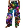 thumbnail image 2 of Bzhegqhd Women's Fashion Star Universe Print Straight Leg Retro Wide Trousers Loose Casual Pants, 2 of 5