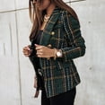 thumbnail image 3 of MORTTIC Women's Elegant Plaid Long Sleeve Blazer - Double-Breasted Office Jacket for Spring/Fall, Casual & Professional Suit Coat, 3 of 4
