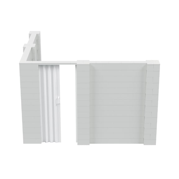 EverBlock 10’ x 10’ x 7’ L-Shaped Wall Kit with Accordion Door | 3’ x 7’ Doorway | Modular Building Blocks | Wall Display | Room Divider & Partition | Easy to Connect & Reuse | Indoor & Outdoor Use