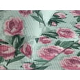 thumbnail image 3 of Ambesonne Flowers Vintage Quilted Coverlet 2 Pcs, Vintage Feels Roses, Twin Size, Almond Green Magenta Teal, 3 of 4