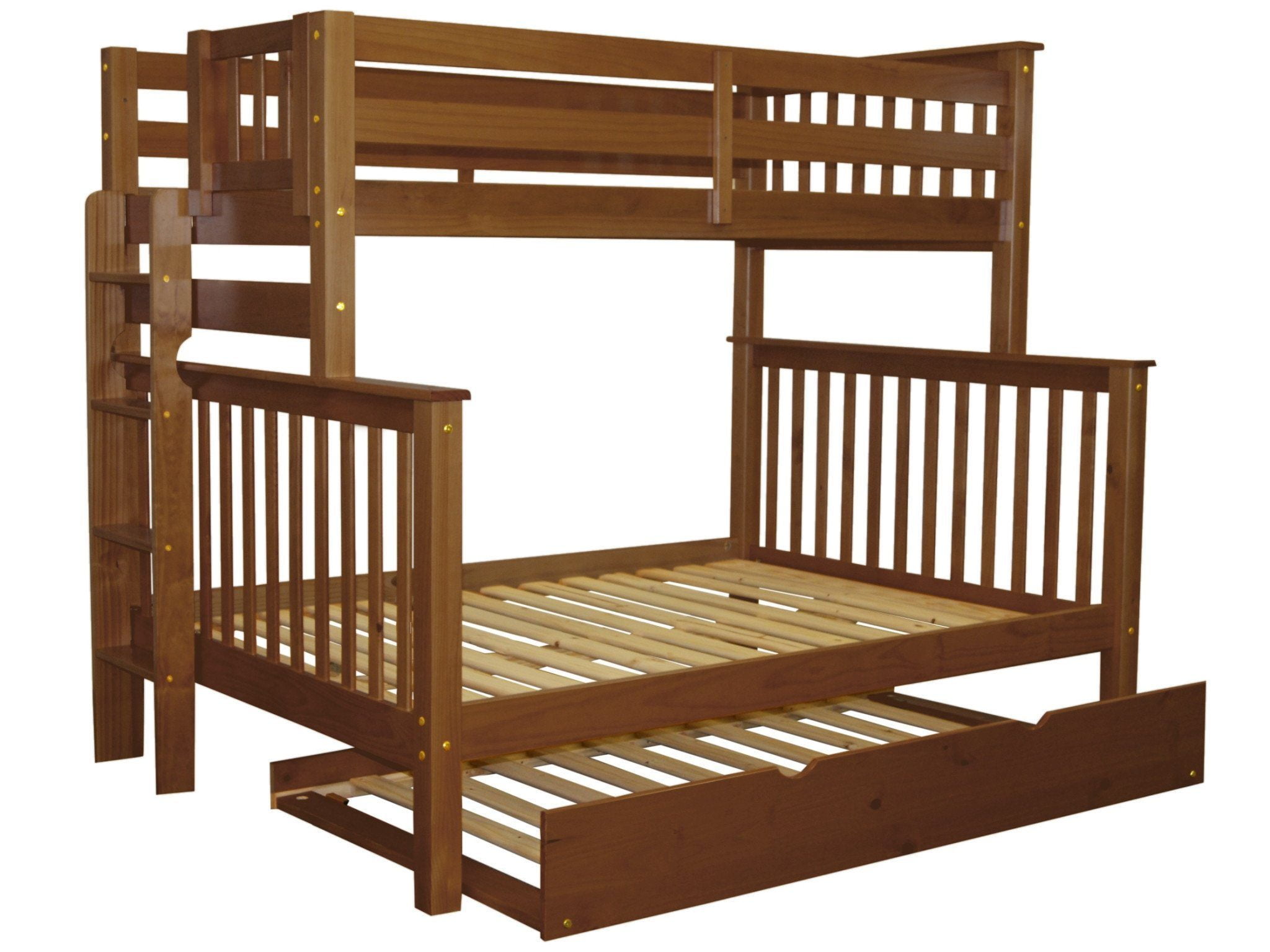 Bedz King Bunk Beds Twin Over Full Mission Style With End Ladder And Bedz King Bunk Beds Twin Over Full Mission Style With End Ladder And A Trundle Cappuccino Com