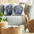 thumbnail image 5 of Ambesonne Hamsa Throw Pillow Cover 2 Pack, Rich Ornaments, 18", Blue Indigo White, 5 of 5