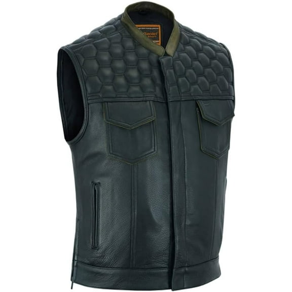 Daniel Smart Leather Motorcycle Vest Premium Cowhide Biker Vest for Men with Unique Diamond Quilted Design