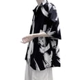 thumbnail image 1 of Camisas Hombre Vestir Camisa de seda de hielo de verano para hombre Camisa de manga corta suelta informal de mangas Wind Design Sense (Black, M), 1 of 7