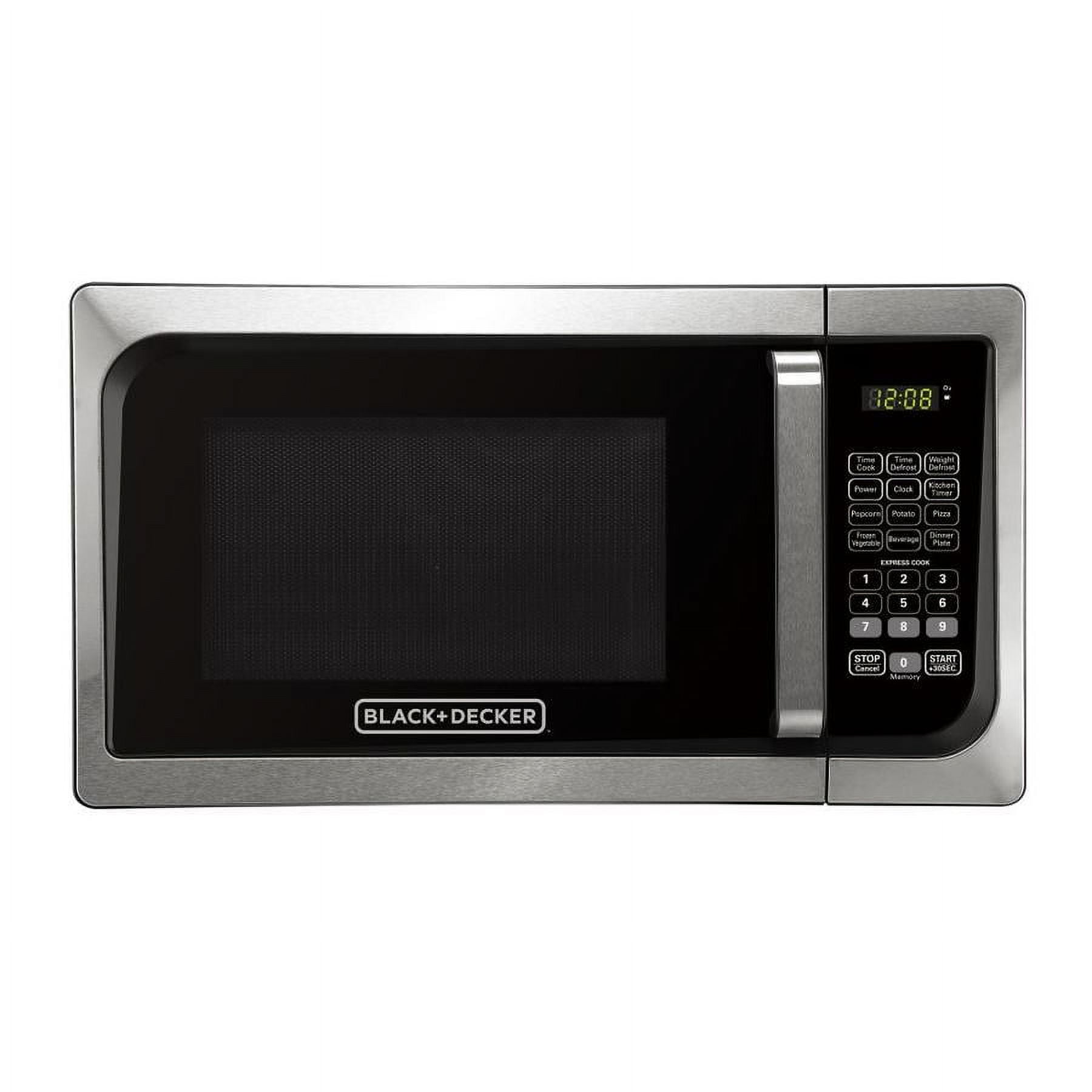 BLACK+DECKER EM925AJK-P1 0.9 Cu. Ft. Microwave With Pull Handle, Stainless Steel