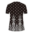 thumbnail image 5 of FloHua Womens Blouses Short Sleeve Print V-Neck Women's Fashion Casual Round Neck Pleated Printing Button Top Blouse, 5 of 5