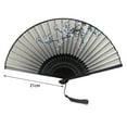 thumbnail image 6 of Mosey Folding Fan with Tassel Chinese Style Hand-painted Flower Bamboo Leaf Print Dance Performance Photo Props Portable Summer Hand Held Fan Party Supplies Gift, 6 of 8