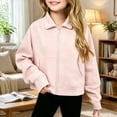 thumbnail image 2 of Wilark Girls Zip Up Sweatshirts Long Sleeve Fashion Collared Casual Kids Fall Jackets Pink 12, 2 of 6