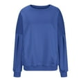 thumbnail image 7 of Xcmzpl Sweatshirts for Women Cute Solid Color Crewneck Sweatshirt Travel Pullover Tops Dressy Casual Long Sleeve Blouses Early Fall Fashion, 7 of 7