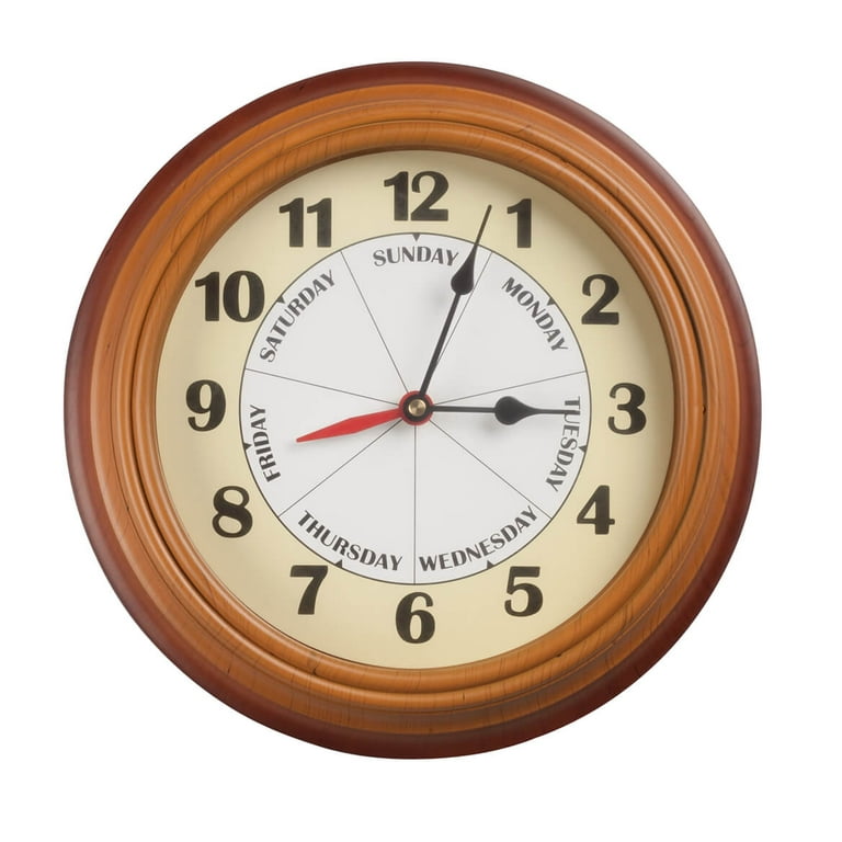 Moske Pludselig nedstigning Slapper af Day of the Week Clock with Time of Day Combination – Easy to Read Analog  Clock - Retirement Gift - Walmart.com
