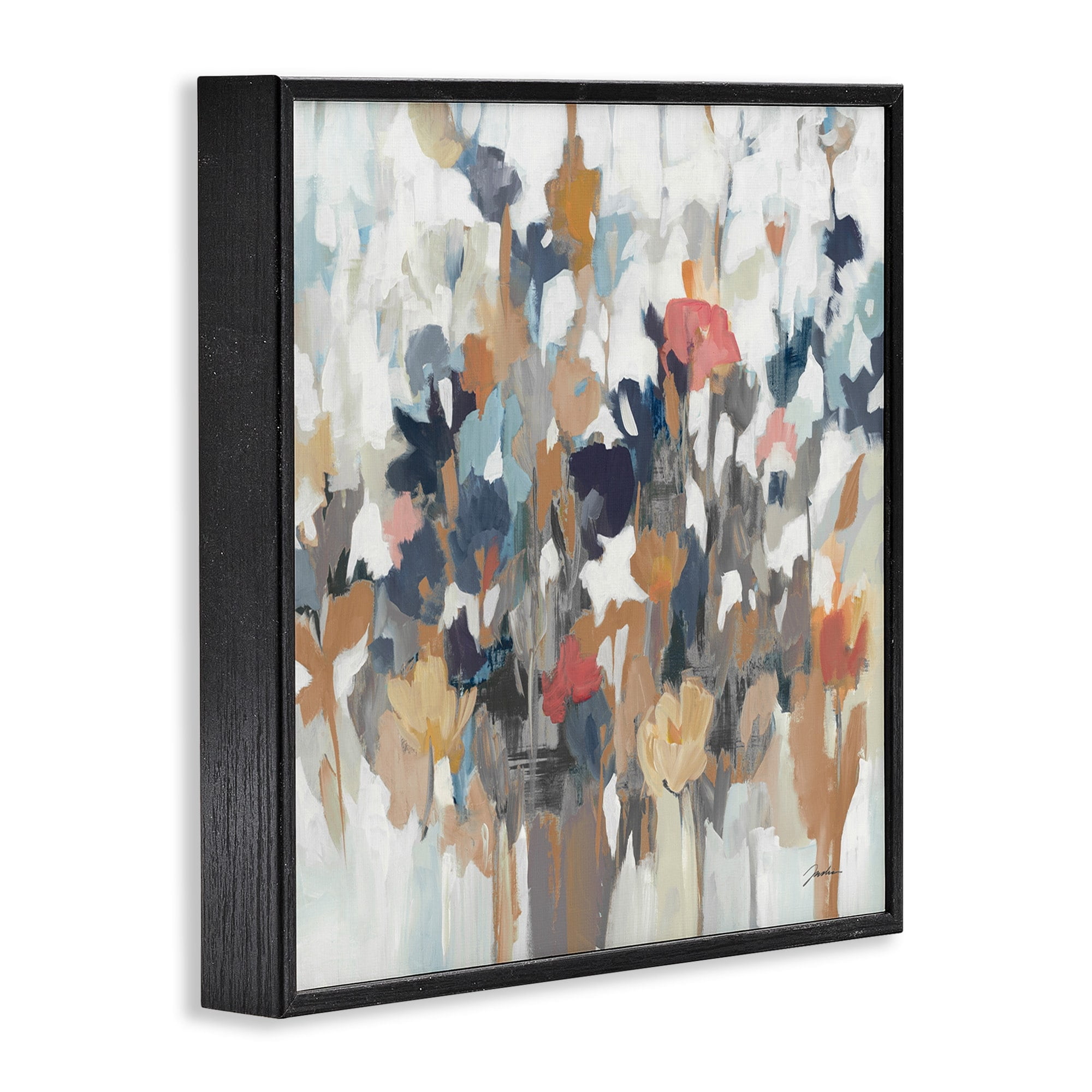 Stupell Industries Modern Painterly Floral Arrangement Abstract Petals Framed Wall Art, 24 x 24, Design by Liz Jardine