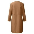 thumbnail image 5 of VEKDONE 2026 Women Cotton and Linen Shirt Dress Neck Long Sleeve Casual Loose Maxi Dresses with Two Pockets Solid Button Dress Brown XXXL, 5 of 5