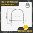 thumbnail image 2 of HLONK M10x108x142mm U Bolts Round Kit - 2Set - 304 Stainless Steel U-Bolt Kit with Nuts  Washers  Frame Plate - Good for DN90 Pipe  Trailer  Automotive  Leaf Spring Fastener, 2 of 7