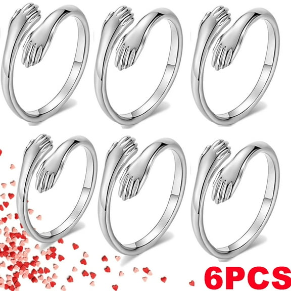 6PCS Adjustable Rings for Women Men 925 Sterling Silver Ring