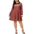 thumbnail image 1 of Vestido Agnes Orinda de terciopelo rojo con cuello Peter Pan manlarga XXL, 1 of 6