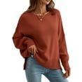 thumbnail image 4 of Liacowi Women Juniors Knitted Sweater Long Sleeve Pullover Slit Hem Jumpers Tops Fall Loose Knitwear for Teen, 4 of 8
