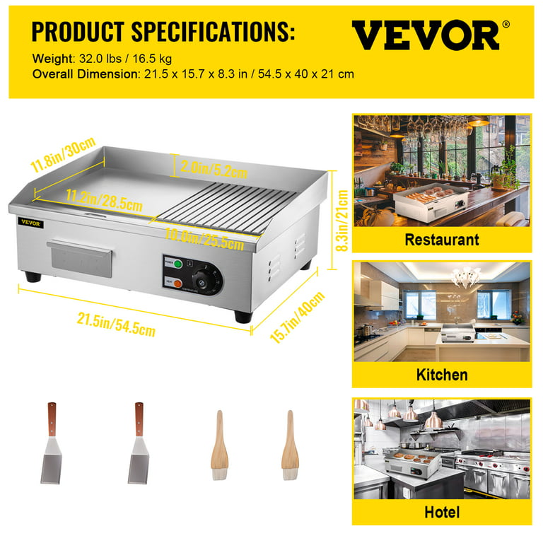 VEVOR Electric Countertop Griddle with Drawer Stainless Steel Flat Top Grill  Barbecue BBQ machine for Outdoor Camping Cooking - AliExpress