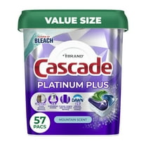 Cascade Platinum Plus Dishwasher Pods, Dishwasher Detergent, Dish Detergent Soap, Mountain, 57 Count (Pack of 2)
