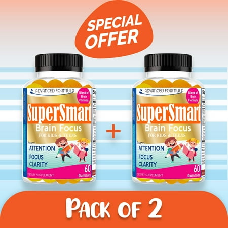 Super Smart Brain Supplement for Kids Omega DHA Vitamin Gummy Supplement (Pack of 2) by America's Best Deals