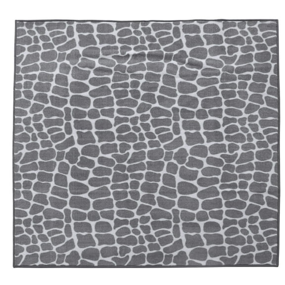 Furnish My Place Animal Print Rug - 4 ft. Square, Crocodile Light Grey, Nylon Rug for Patio, Garden, Hallway, Living Room