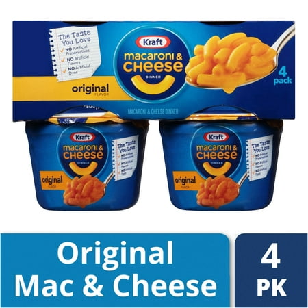 (2 Pack) Kraft Easy Mac Original Flavor Macaroni & Cheese Dinner, 4 - 2.05 oz Microwavable