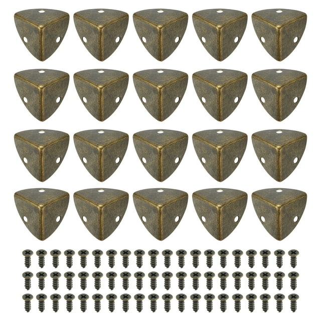 20 Pcs Metal Edge Guard, 23mm Decorative Box Corner Cover, Furniture Corner Edges Protector with Mounting Screws, Bronze