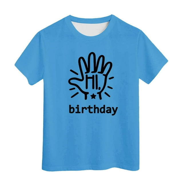 LUOGENLI T-Shirt pour Filles Anniversaire Fille Manches Courtes Tee Été Col Rond T-Shirt Coupe Décontractée Basique Maxi Tops Ensembles 2 Pcs Boho Bleu Clair 12-13 Ans