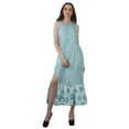 thumbnail image 1 of Moomaya Rayon Printed Halter Neck Dress Womens Front Slit Long Maxi Party Dress, 1 of 4