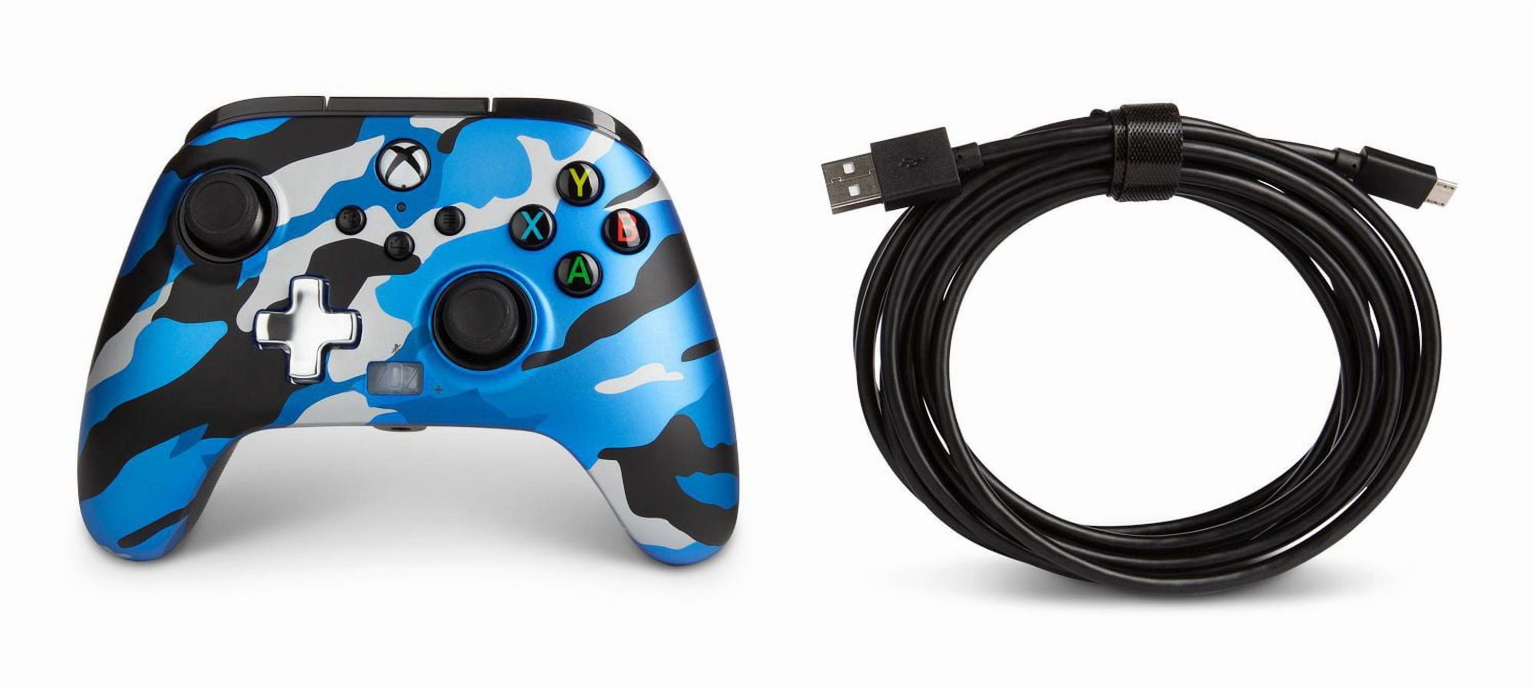 PowerA Enhanced Wired Controller for Xbox - Metallic Blue Camo; gamepad, wired video game controller, gaming controller, Xbox Series X|S, Xbox Series X|S