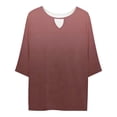 thumbnail image 5 of Lkhaha 2026 Womens T Shirts Fashion Tops Hollow Out Collar Short Sleeve Casual Crew NeckDaily Clothing Brick Red 4XL, 5 of 5