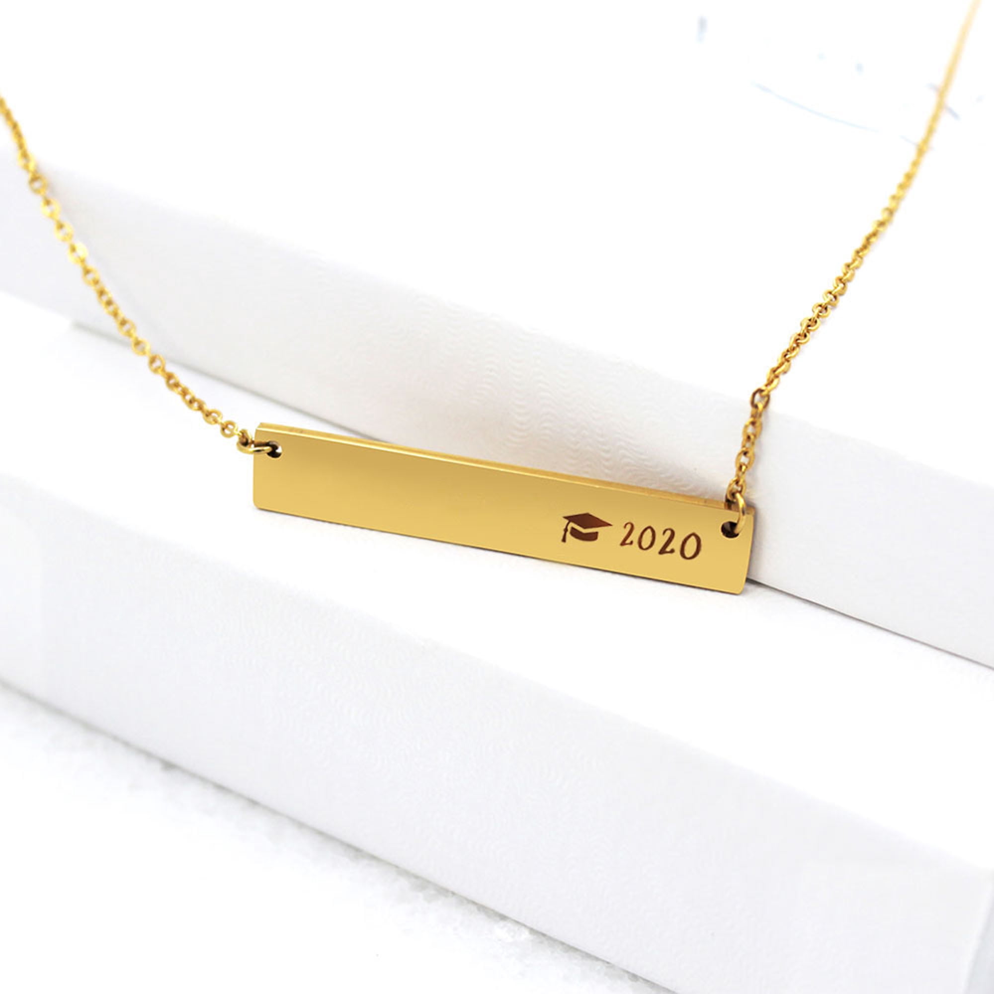 Anavia Graduation Gift for Her - 2021 College Graduation Gifts for Friend - Stainless Steel Bar Necklace - New Beginnings Graduation Gift for Daughter