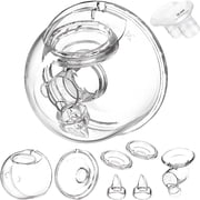 XIRQI Wearable Breast Pump Replacement Parts, Milk Collector Cup, Compatible with S12 S9, Ilude Duckbill Valve, 24mm Flange, Silicone Diaphragm, Linker, Extra 2pcs 19mm Flange Inserts