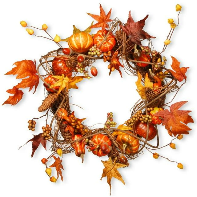 National Accessoires de Récolte RAHV-W060188A Arbre 21 in. Couronnes avec Citrouilles et Feuilles d'Érable