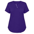thumbnail image 3 of Uootdi Women's Henley Tops Short Sleeve Button Placket Blouses Casual Daily Style Soft Breathable Relaxed Fit Tees Gift, 3 of 7