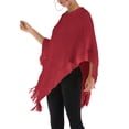 thumbnail image 5 of LELINTA Ponchos for Women Knitted Long Sleeve Tassel Sweater Poncho Shawls Top Coat,White/ Red/ Khaki, 5 of 5