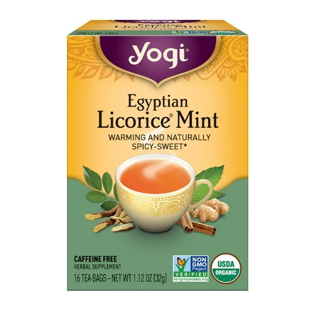 Yogi Tea, Herbal Tea Bags, Egyptian Licorice Mint Tea, Warming and Naturally Spicy-Sweet, 16 Ct Tea Bags