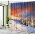 thumbnail image 5 of Ambesonne Winter Shower Curtain, Mountains Pine Trees, 69"Wx84"L, Orange White, 5 of 5