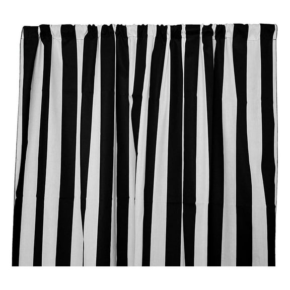 Decorative Cotton Striped Curtain Panel (58"x36") Black and White