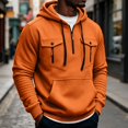thumbnail image 2 of Mens Pullover Hoodie Fleece Sweatshirt Chest Zip Pockets Kangaroo Pocket Casual Hooded Top, 2 of 8