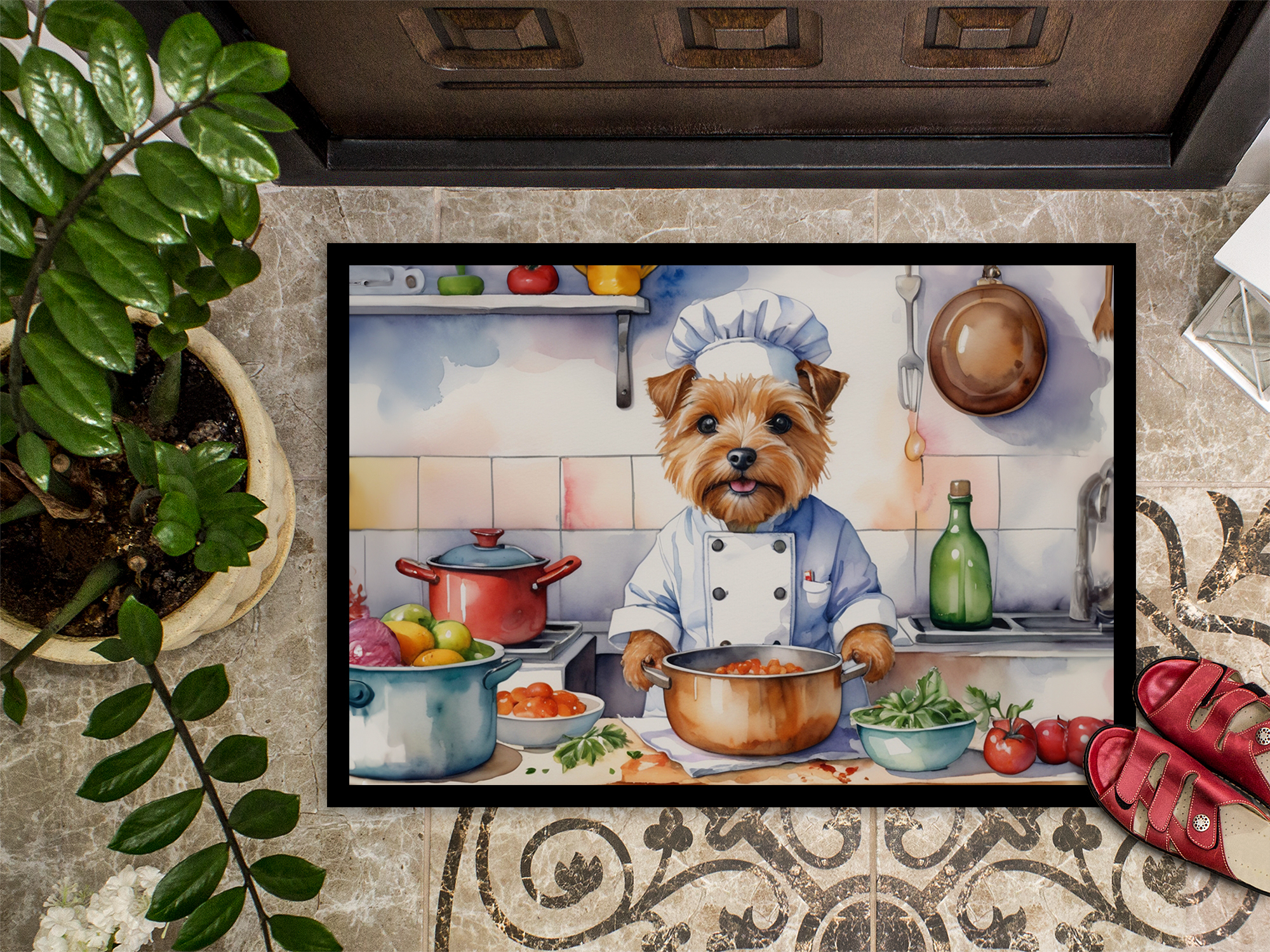 Norfolk Terrier The Chef Doormat 36 in x 24 in