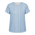 thumbnail image 4 of NMMUED Womens Tops Casual Summer T Shirts Striped Shirts for Women Short Sleeve Crew Neck Basic Tees Loose Fit Blouses Trendy Everyday Wear Work Office Outfits Blue L, 4 of 4