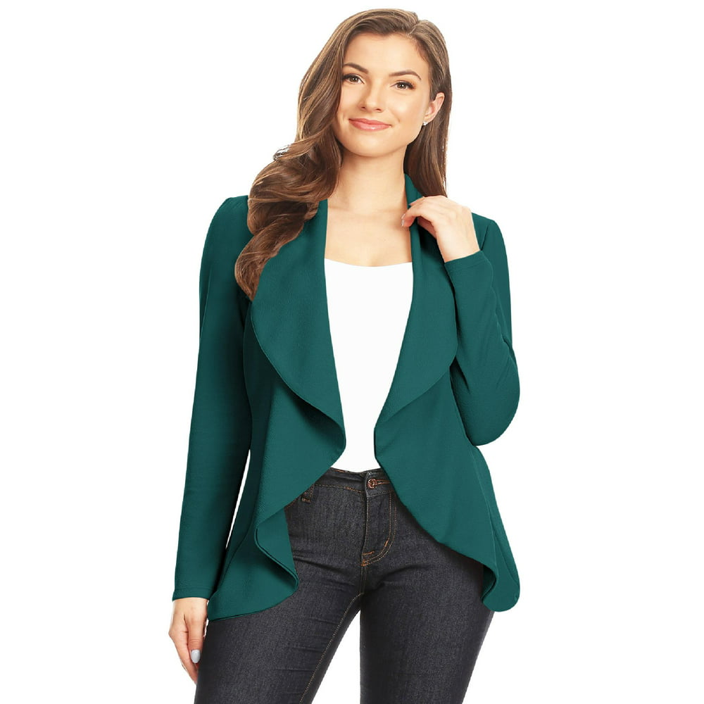 Moa Collection - Classic Casual Work Draped Open Front Blazer for Women ...