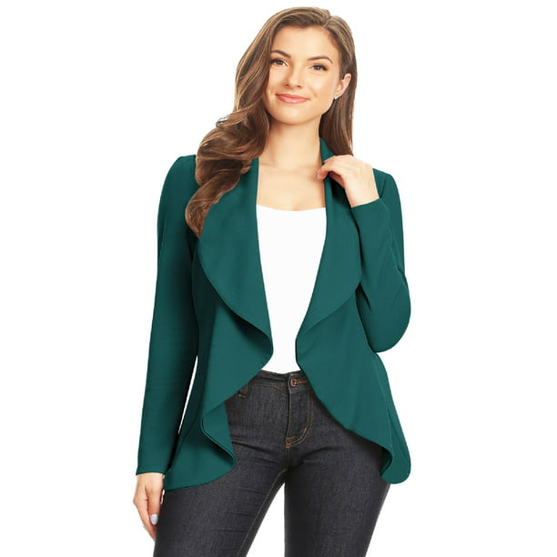 Moa Collection - Classic Casual Work Draped Open Front Blazer for Women ...