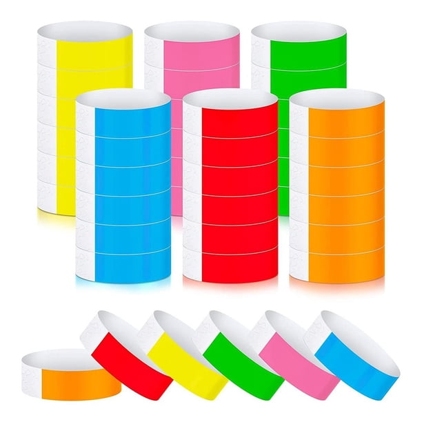 Paquete de 600 Pulseras de Papel, Pulseras de Colores, Pulseras Impermeables para Fiestas y Clubes, Pulseras Adhesivas Ligeras