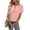 Pink, variant on Henley V-Neck T-Shirt for Women, Short Sleeve Cotton Blend Blouse, Fashion Button Split Neck Top, Casual Straight Sleeve Summer Tunic, Modern Solid Color Pullover