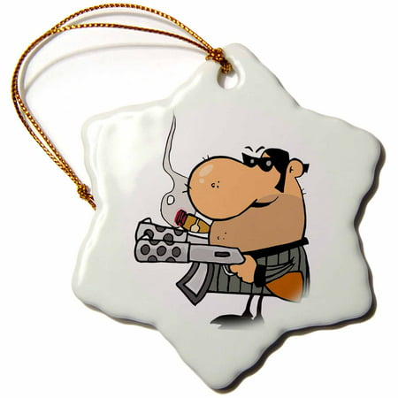 3dRose Cartoon Character Gangster Thug, Snowflake Ornament, Porcelain, 3-inch