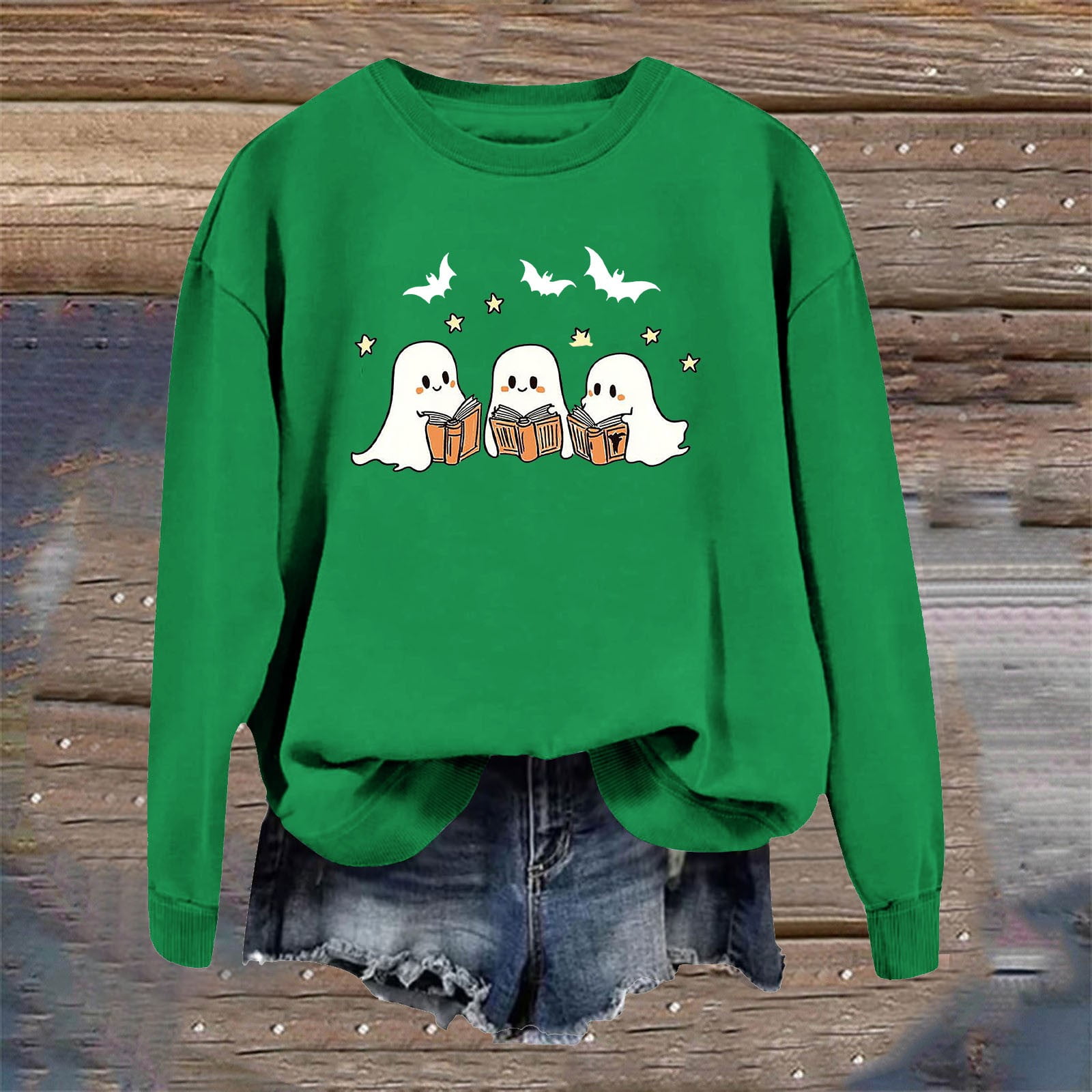 Sweat Alpine Design Femme Vert - Pull Col Rond Oversize Taille L - Logo Montagne
